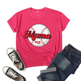 Boy Mama T Shirt Baseball Mama Printed Short Sleeve T-shirt