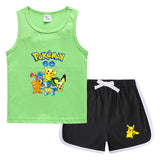 Children Pokemon Pikachu Tshirts & Shorts Casual Sports Sweat-Absorbent Suit Neutral