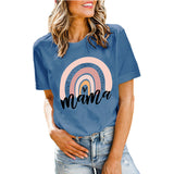 Boy Mama T Shirts Mama Rainbow Love Printed Short Sleeve T-shirt