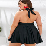 Women Plus Size Swimwear One-Pieces Sexy Backless Pure Color Slimming Deep V One-Piece Swimsuit for Women