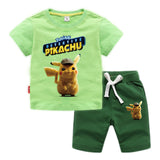 Children Pokemon Pikachu Tshirts & Shorts Cotton Short Sleeve Shorts Two Pieces Neutral