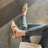 Nude Block Heel Sandals Pearl Vintage High Heels