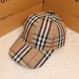 Vintage Check Baseball Cap Big Brim Female Dome