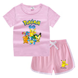 Children Pokemon Pikachu Tshirts & Shorts Leisure Sports Suction Suit Neutral