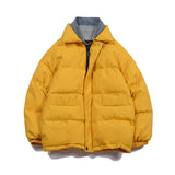 Men's Autumn Winter Coat Men's Stand Collar Cotton Coat with Solid Color