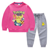 Children Pokemon Pikachu Hoodie & Pant Set Two-Piece Baby Cotton Sweater Set