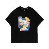 Men T Shirt Summer Casual Tops Men's Clothes Summer Wear Vintage Men's round Neck Short Sleeve Casual Loose Cartoon Printed T-shirt