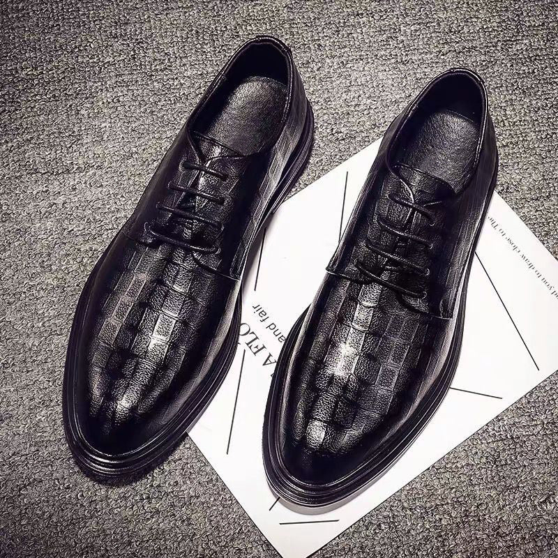 Indo Western Shoes Embossed Crocodile Plaid Men's Shoes Thick-Soled British Leather Shoes Men