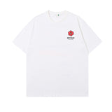 Men T Shitrs Flower Print round Neck Loose Short Sleeves