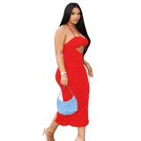 Tube Top Sexy Lace-up Pleated Slit Dress