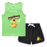 Children Pokemon Pikachu Tshirts & Shorts Leisure Sports Suction Suit Neutral