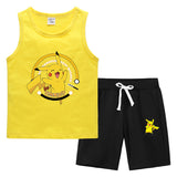 Children Pokemon Pikachu Tshirts & Shorts Vest Middle Pants Sports Casual Thin Two Pieces