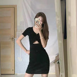Women Exotic Dresses I Summer Sexy Hollow out V-neck Short Sleeve Dress