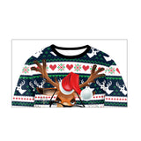 Ugly Christmas Sweater Autumn Deer Print round Neck Long Sleeve Sweater Couple Wear