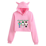 Dreamwastaken Men's Novelty Hoodies Dream Merch Shirt Fashion Cat Ears Exposed Navel Hooded Women's Sweater