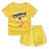 Children Pokemon Pikachu Tshirts & Shorts Casual Sports Undershirt Suit Neutral