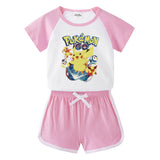 Children Pokemon Pikachu Tshirts & Shorts Short-Sleeved T-shirt Shorts Casual Sports Two-Piece Neutral