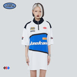 Blackair T Shirt Vintage Spring/Summer Locomotive Style T-shirt Zipper Polo Stand Collar