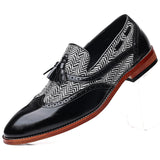 Indo Western Shoes British Style Fashion Men's Shoes Stitching Handmade Carved Breathable Tassel Loafers Leather Shoes