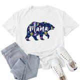 Boy Mama T Shirts Floral Mama Bear Bear Mother Pattern Printed T-shirt