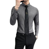 Men Shirts Casual Long Sleeve Shirt Slim Fit Business Suit Stretch Men's Shirt Clothes