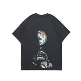 Men T Shirt Summer Casual Tops Men's Clothes Summer Wear Vintage Men's round Neck Short Sleeve Casual Loose Astronaut Printed T-shirt