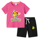 Children Pokemon Pikachu Tshirts & Shorts Cotton Short Sleeve Shorts Two Pieces Neutral
