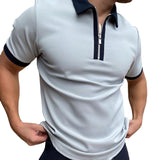 Polo Shirts Men's Zipper Color Matching T-shirt Top