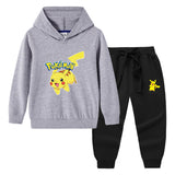 Children Pokemon Pikachu Hoodie & Pant Set Hooded Sweater Trousers Two-Piece Baby Cotton Sweater Set