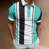 Polo Shirts Casual Short Khaki Stripe Summer Daily T-shirt