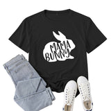 Boy Mama T Shirt Mama Bunny Pattern Printed Short Sleeve T-shirt