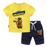 Children Pokemon Pikachu Tshirts & Shorts Cotton Short Sleeve Shorts Two Pieces Neutral
