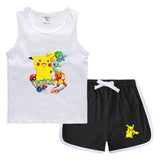 Children Pokemon Pikachu Tshirts & Shorts Casual Sports Sweat-Absorbent Suit Neutral
