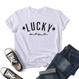 Boy Mama T Shirts Clover Lucky Mama Printed Short Sleeve T-shirt