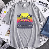 Back to the Future Costume Short Sleeve Letter Crew Neck Men's Printed T-shirt Loose