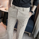 Men Trousers Checked Suit Trousers