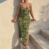 Nina Parker Dresses Sexy Temperament Leopard Print Backless Suspender Dress