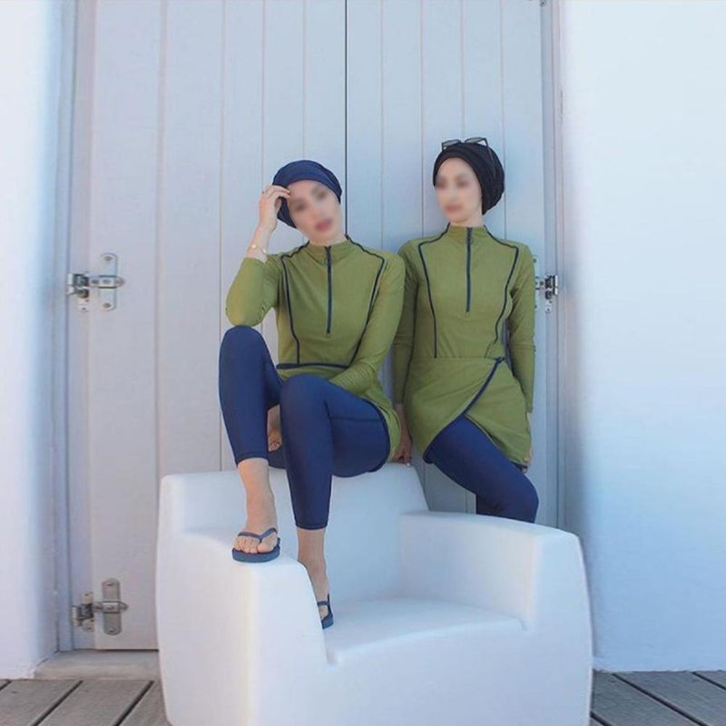 Burkini Swimwear Muslim Fashion Outfits Plus Size Split Conservative Slimming Women's Swimsuit
