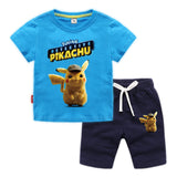 Children Pokemon Pikachu Tshirts & Shorts Cotton Short Sleeve Shorts Two Pieces Neutral