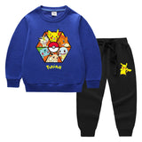 Children Pokemon Pikachu Hoodie & Pant Set Sweater Suit Solid Color Cotton Warm Trend