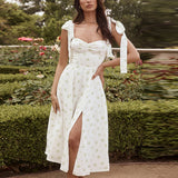 Women Summer Dresses  Midi Dress   Sexy Floral Backless Suspender Dress