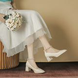 Nude Chunky Heel French Vintage Mary Jane Chunky Heel Shoes