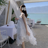 Fairy Dress Irregular Cake Dress Mesh Lace Pleated Fairy First Love Dress Vacation Skirt