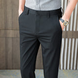 Men Trousers Letter Embroidered Casual Suit Pants Business Casual Straight Pants