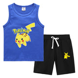 Children Pokemon Pikachu Tshirts & Shorts Vest Middle Pants Sports Casual Thin Two Pieces