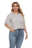 Women Plus Size Tops Spring/Summer Plaid Shirt