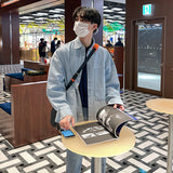 Denim Shirts Denim Long-Sleeved Shirt Men's Spring and Autumn Splicing Coat Loose Top