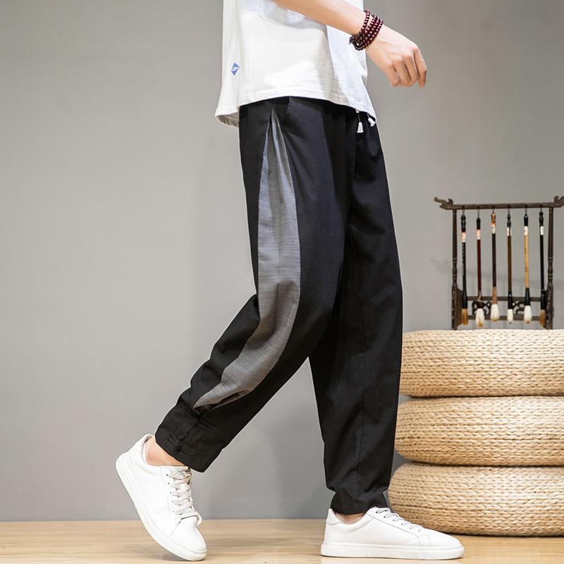 Linen Pants Straight Leg Pants Drawstring Lightweight Elastic Beach Pants Spring and Autumn plus Size Loose Linen