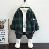 Toddler Boys Sweater Boys' Plaid Shirt Spring and Autumn