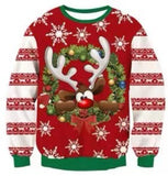Black Christmas Sweater Christmas round Neck Sweater Casual Funny Santa Claus